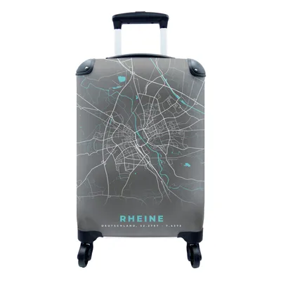 Produktbild von MuchoWow® Koffer Handgepäck Trolley Rollkoffer Kleine Reisekoffer mit 4 Rollen - Blau - Deutschland - Karte - Stadtplan - Rheine - Cabin Size < 55x40x23 cm & 55x40x20 cm - Fotokoffer - Kabinenkoffer - Boardgepäck - Reise-Box - Reisekoffer - Reisegepäck - Koffer mit Bild - Trolley für Kinder