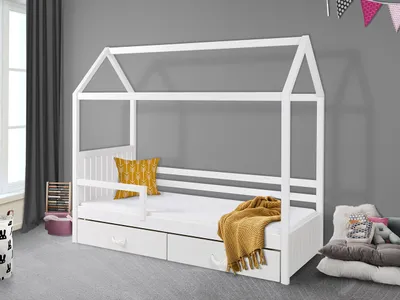 Immagine prodotto di Letto a casetta per bambini con barriera 80x180 NEBRA - bianco