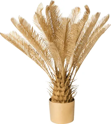 Obrázek produktu pro BELIANI Umělá rostlina v květináči zlatá syntetický materiál 70 cm areca palma umělé dekorace doplněk interiér