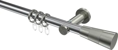 Produktbild von Interdeco Gardinenstange / Vorhangstange Chrom / Edelstahl-Optik, Typ Platon Tanara (Konus), 20 mm Ø 1-läufig, 280 cm