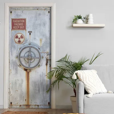 Produktbild von Türtapete selbstklebend | 200 x 90 cm Bunker, Gefahrenzone | Tür Aufkleber Poster Türfolie | Einteilig | Wasserfest 3D Türaufkleber Klebefolie Wandtattoo