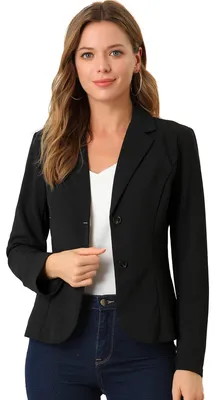 Produktbild von Allegra K Damen-Blazer für Arbeit, Büro, mit Stretch, Reverskragen und Langen Är