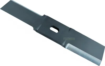 A single metal blade for a garden shredder is shown against a white background.