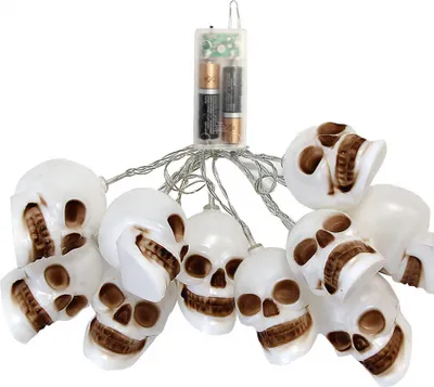 Produktbild von Totenkopf Lichterkette als Halloween Deko 2,5m