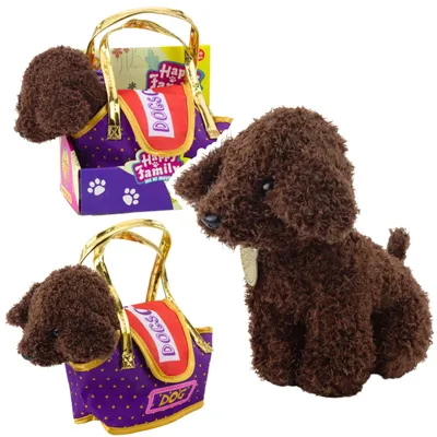 Produktbild von Pudelhund im Klettbeutel Kuscheltier dunkelbraun