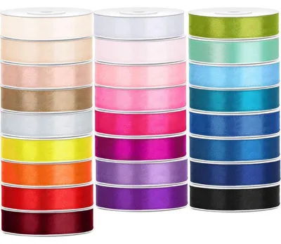 Immagine prodotto di 25 colori diversi di nastro di raso per confezioni regalo, lunghezza 25 metri, larghezza 12 mm, assortiti