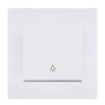 Image de Bouton-poussoir Lumière Contact à fermeture Réfléchissant Simple Blanc + Cadre Blanc EXEN
