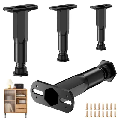 Produktbild von 4 Möbelbeine, verstellbar von 15 bis 27 cm, für Möbel in Schwarz