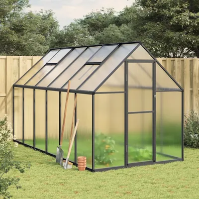 Produktbild von "im Angebot" Gewächshaus mit Fundamentrahmen Anthrazit 334x169x195 cm Alu - Gewächshäuser CC10332