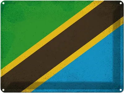 Produktbild von vianmo Blechschild 30x40 cm Tansania Tanzania Flagge Fahne Wappen