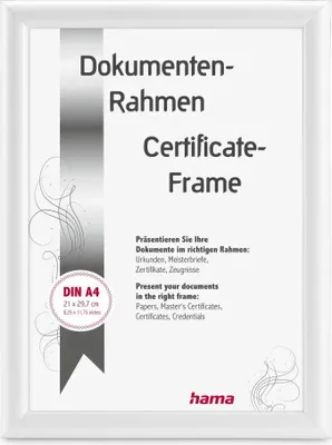 Produktbild von Hama Kunststoffrahmen "Swing", Weiß, 21 x 29,7 cm, DIN A4