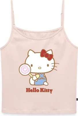 Produktbild von Spreadshirt Hello Kitty Mit Lollipop Frauen Premium Organic Top mit Spaghettiträgern, XXL, Puderrosa