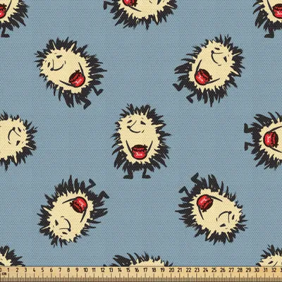 Produktbild von ABAKUHAUS Igel Gewebe als Meterware, Hand gezeichnete Art-dornige Säugetier-Maskottchen, die Glas Stau-Kindheitsthema halten, 10 M (148 x 1000 cm), Mehrfarbig