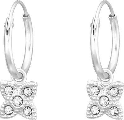 Produktbild von Creolen Ohrringe 925 Sterling Silber Blume mit Kristallen