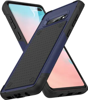Produktbild von Für Samsung Galaxy S10 Hülle Militärqualität Stoßfest Hybrid 2 in 1 Hart PC Weich TPU Handyhülle Blau Schwarz