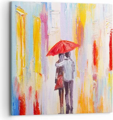 Produktbild von Bild auf Leinwand - Leinwandbild - Liebhaber Regenschirm - 70x70cm - Wand Bild - Wanddeko - Leinwanddruck - Bilder - Kunstdruck - Wanddekoration - Leinwand bilder - Wandkunst - AC70x70-3692