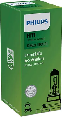 Zdjęcie produktu dla Philips LongLife EcoVision 12362LLECOC1 Dłuższy okres użytkowania:, 55 W, 12 V, H11, 3100 K, 1 szt.