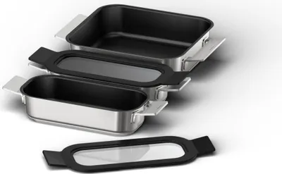 Produktbild von Pro Induction Flex Pfannen-Set HEZ9FF030, 3-teilig (edelstahl/schwarz, 1x medium, 2x klein mit Glasdeckel)