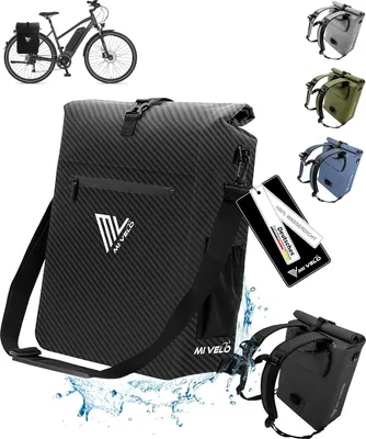 Produktbild von 3-in-1 Fahrradtasche mit abnehmbarer Laptoptasche - Wasserdichte Gepäckträgertasche, Rucksack und Umhängetasche