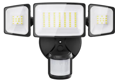 LED-Außenstrahler 42 W, 3900 lm, 3 Köpfe, IP65, kaltweiß, mit Bewegungsmelder