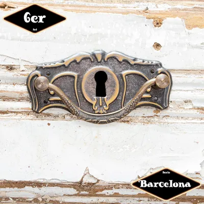 Produktbild von Schubladengriff,Serie "Barcelona",6er Pack | Eisen in Messing pat. | H4,3xB8,3cm
