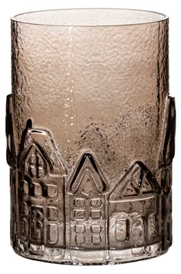 Produktbild von Windlicht aus Glas mit Häuser-Motiv zur Tischdekoration
