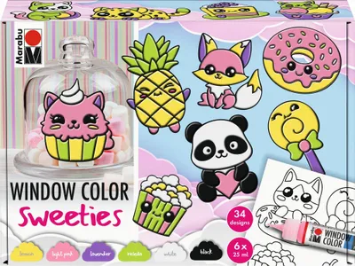 Zdjęcie produktu dla Marabu 0406000000122 Marabu Window Color fun & fancy „Sweeties”, 6 x 80 ml
