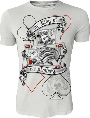 Produktbild von HOTSPOT DESIGN The King Of Carpfishing, XL, grau-grau, Poker Kollektion T-Shirt, Für Karpfenangler, TS-PK01001S04