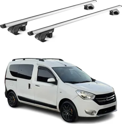 Image de Barres de toit Barres de base pour Dacia Dokker 2012-2021 90 kg Aluminium Argent 2 pièces ABE
