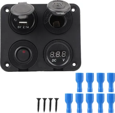 Zdjęcie produktu dla 12V 4-gniazdowy przełącznik LED zapalniczki samochodowej woltomierz podwójne USB 4.2A do samochodu łódź czerwony