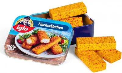 Produktbild von Erzi Fischstäbchen von Iglo in der Dose - Kaufladenzubehör