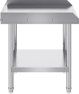 Produktbild von SucceBuy 24 x 24 x 26 Zoll Arbeitstisch aus Edelstahl. Robuster kommerzieller Tisch zur Lebensmittelzubereitung mit 3-seitiger Spritzwand. Höhenverstellbar für Restaurant, Zuhause und Hotel.