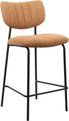 Productafbeelding van Counterstoel VENTURA - Oranje stof - Zwarte metalen poten - Hoogte 97 cm - Design/industriële stijl