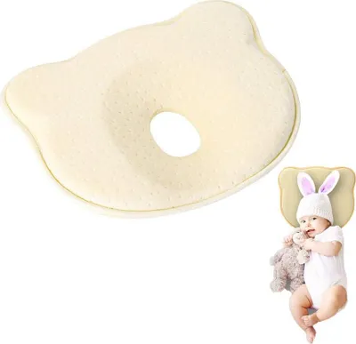 Produktbild von Baby Kissen,Babykissen gegen plattkopf,Orthopädisches Baby Kissen,Kissen Säugling Neugeborene,Babykissen gegen ,Baby Memory Schaum Kissen,Kleines Babykopfkissen ,0-24 Monate(Gelb)