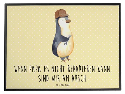 Produktbild von Mr. & Mrs. Panda Schreibunterlage Wenn Papa es nicht reparieren kann, sind wir am Arsch - Gelb Pastell - Geschenk, malunterlage, Unterlage Schreibtisch, Tischschoner