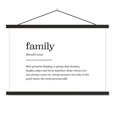 Produktbild von MuchoWow® Textilposter zitate - familie - Wörterbuch - Sprichwörter - Definition 90x60 cm mit schwarzem Rahmen - Aufhängungssatz