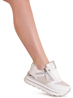 Produktbild von topschuhe24 3224 Damen Plateau Sneaker Keilabsatz Turnschuhe, Farbe:Weiß, Größe:40 EU