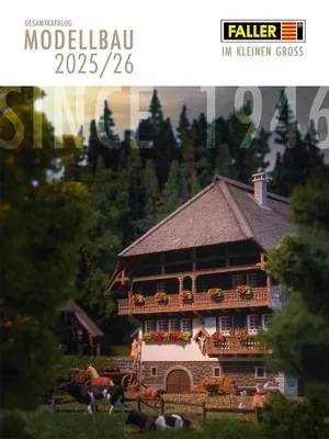 A catalog cover featuring a model of a traditional house with surrounding trees and animals.