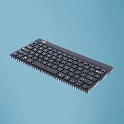 Produktbild von R-Go Tools Ergonomische Tastatur R-Go Compact Break, kompakte Tastatur mit Pausensoftware, QWERTY (US), Bluetooth, Schwarz, 75%, Kabellos, Bluetooth, Scherenschalter, QWERTY, Schwarz