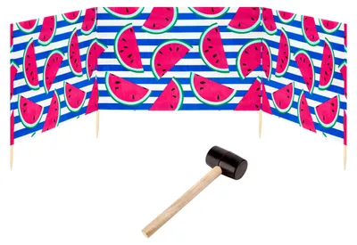 Produktbild von Garronda Strand Windschutz Sichtschutz 4m lang plus Gummihammer GAEX001 (Wassermelone-66, 4 m)