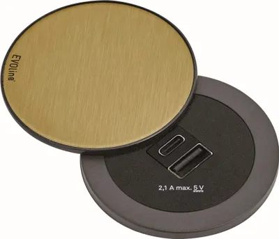 Immagine prodotto di Caricatore USB da incasso con imbottitura A/C per scrivania da cucina EVOline One + coperchio