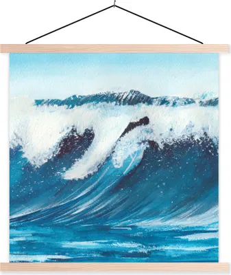 Produktbild von MuchoWow® Textilposter Golf - Meer - Aquarell 60x60 cm mit holzfarbenen Rahmen - Wanddekoration