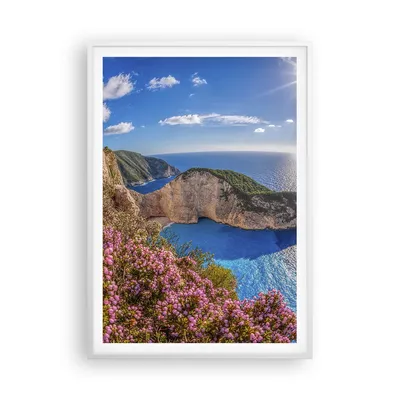 Produktbild von Gerahmtes Poster - Weißer Rahmen - Meer Sommer Blume - 70x100 cm - Wand Bild - Wanddeko - Wandbilder - Kunstposter - Wandposter - Bilderrahmen - Bilder - Kunstdruck - Wandbild - P2WPA70x100-3741