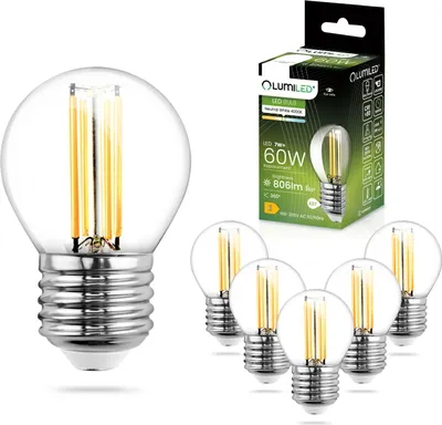 Produktbild von LUMILED LED Lampen E27 P45 7W ersetzt 60W Glühlampe 6 Stück 806lm 4000K Neutralweiß 360° 230V Kugelform Kugel LEDs Lampe