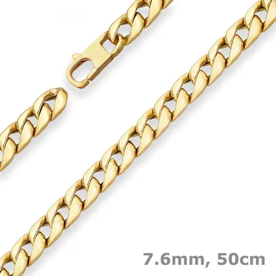 7-6mm-Panzerkette-hohl-aus-375-Gelbgold-50cm