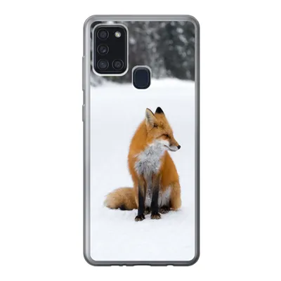 Produktbild von MuchoWow® Handyhülle Schutzhülle Hülle für Samsung Galaxy A21s Fuchs - Schnee - Winter Silikon Softcase Handy Hülle - Hartschale