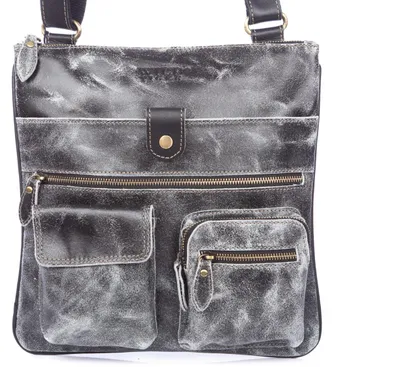 Obrázek produktu pro Velká kožená taška přes rameno ve vintage stylu s patinou, dámská i pánská, šedá