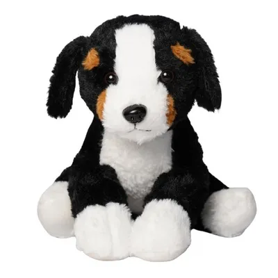 Produktbild von Kuscheltier Hund Welpe 28cm schwarz-weiß flauschiges Plüschtier