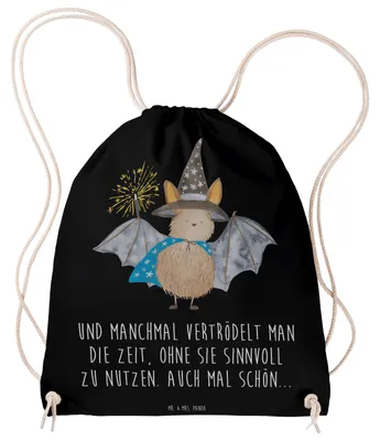Produktbild von Mr. & Mrs. Panda Beutel Fledermaus Zauberer - Schwarz - Geschenk, Reinsteigern, Fledermäuse, Lustige Sprüche, wander rucksack, Magier, Jutebeutel, gym, Baumwollbeutel
