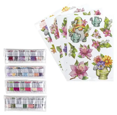 Produktbild von Ideen mit Herz Diamond Painting Sticker | 4 Bogen in DIN A4 | Aufkleber einzeln abziehbar | inkl. Schmucksteine (Sommerzeit)